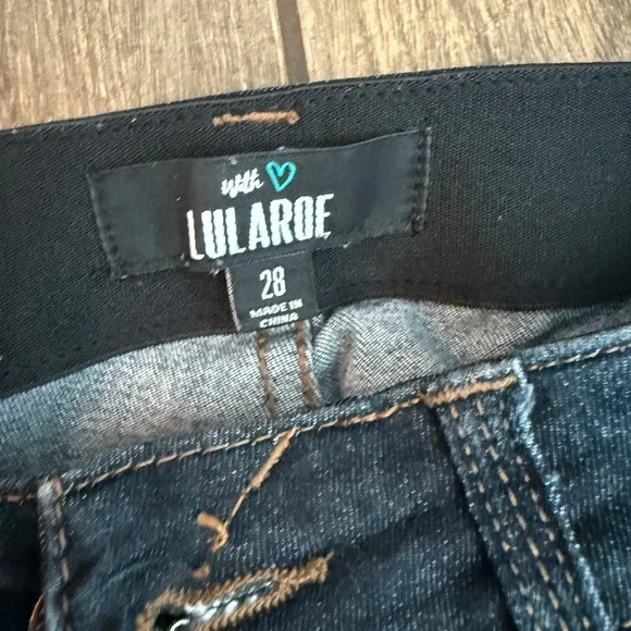 LuLaRoe Blue Skinny Jeans with Distressed Detailing - Picture 3 of 3